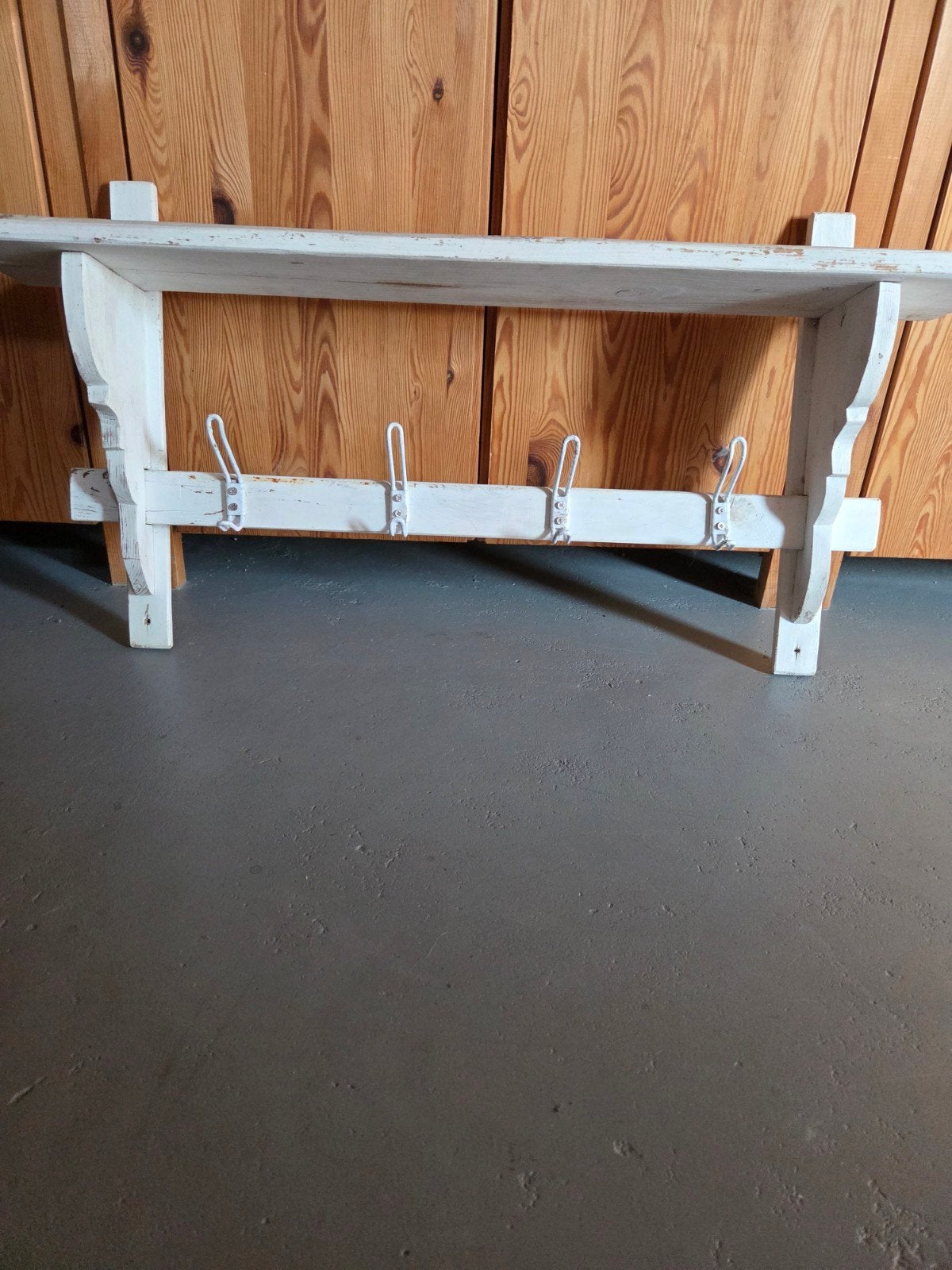 Brocante wandkapstok met legplank, Huis en Inrichting, Woonaccessoires | Kapstokken, Ophalen, Hout, Wandkapstok, Minder dan 100 cm
