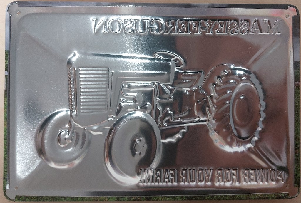 Massey Ferguson 65 Tractor relief reclamebord van metaal, Ophalen of Verzenden, Nieuw, Auto's