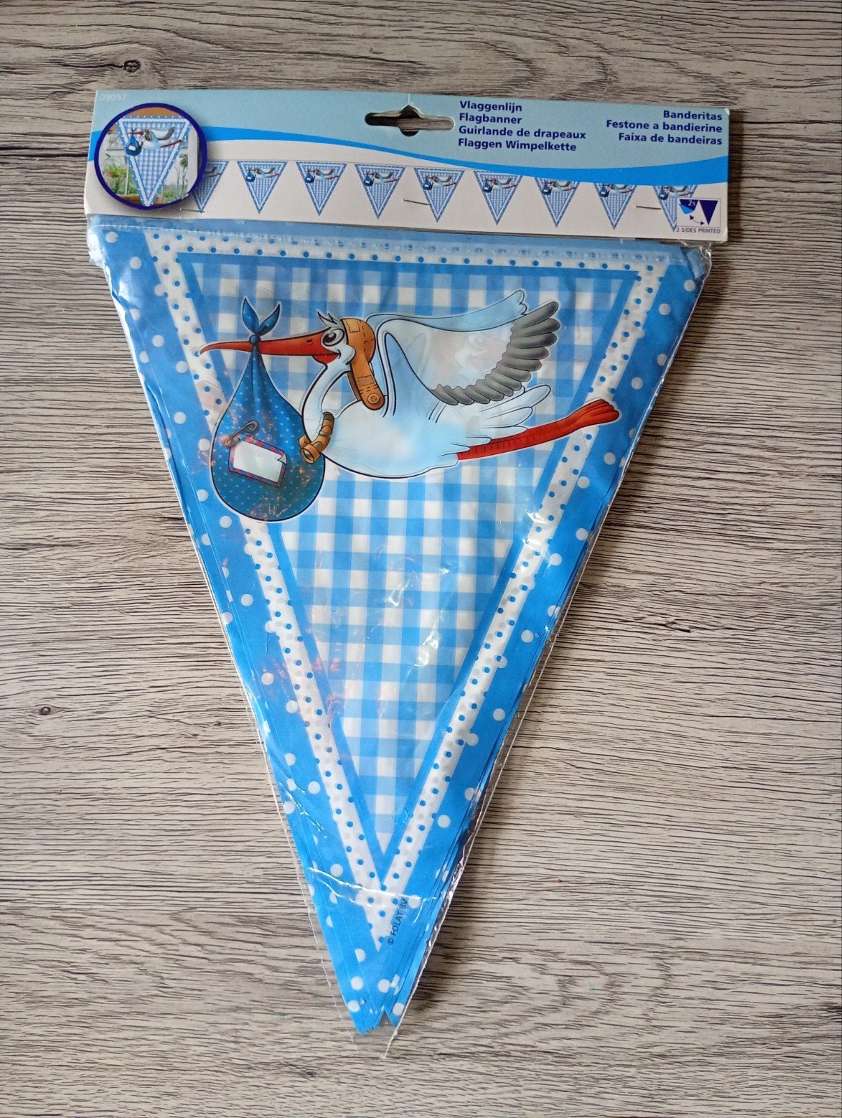 Vlaggenlijn 10 meter - Geboorte Jongen, Ophalen of Verzenden, Nieuw, Versiering, Geboorte of Huwelijk