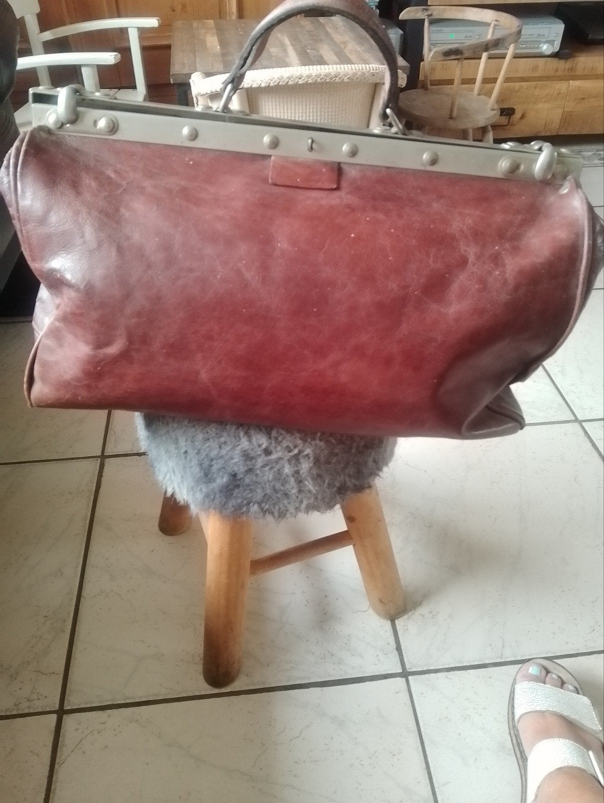 Oude  leren dokterstas, 40 tot 60 cm, Gebruikt, 20 tot 30 cm, Bruin