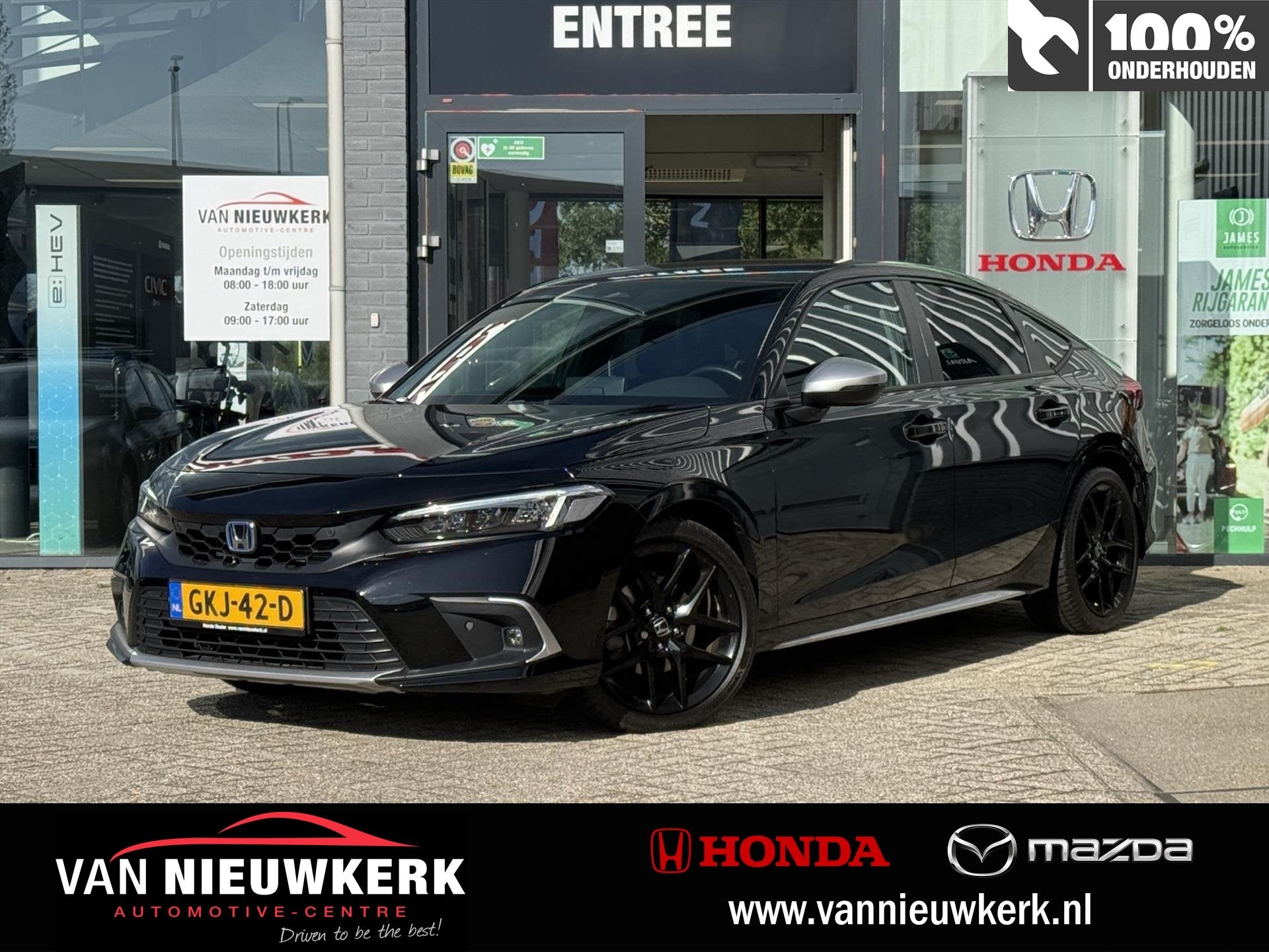 Honda Civic 2.0 HYBRID 184PK Automaat Sport | ALL IN PRIJS |, Auto's, Gebruikt, 4 cilinders, Leder en Stof, Zwart