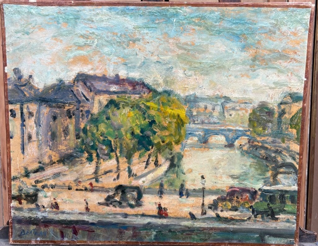 Albert Bertalan [Hongaars] Stadsgezicht Parijs, Antiek en Kunst, Doek, Impressionistisch, Ophalen of Verzenden, Handgeschilderd