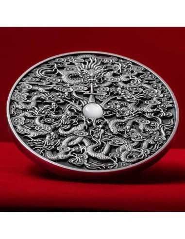 PROOF NINE DRAGONS Chinese Legends 2 Oz Zilveren Munt 2020, Ophalen, Oost-Azië, Losse munt, Zilver