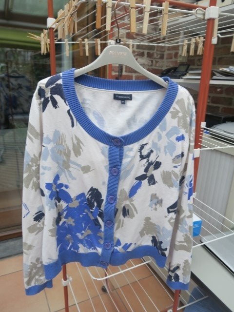 Gileetje bloemenprint blauw Terre Bleue mt 44, Maat 42/44 (L), Ophalen of Verzenden, Zo goed als nieuw, Terre Bleue