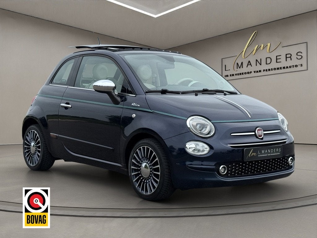 Fiat 500 0.9 TwinAir T Riva 2017 BLAUW | Schuifdak | Display, 12 maanden, 86 pk, Gebruikt, Navigatiesysteem