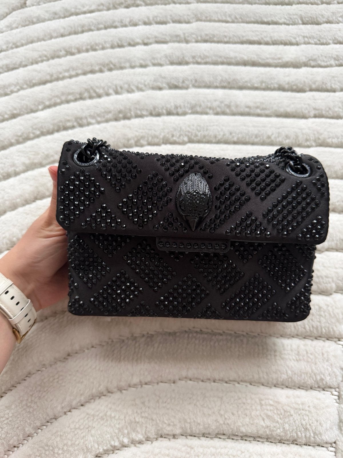 Kurt Geiger Kensington tasje zwart met studs, Ophalen of Verzenden, Zo goed als nieuw, Zwart, Schoudertasje
