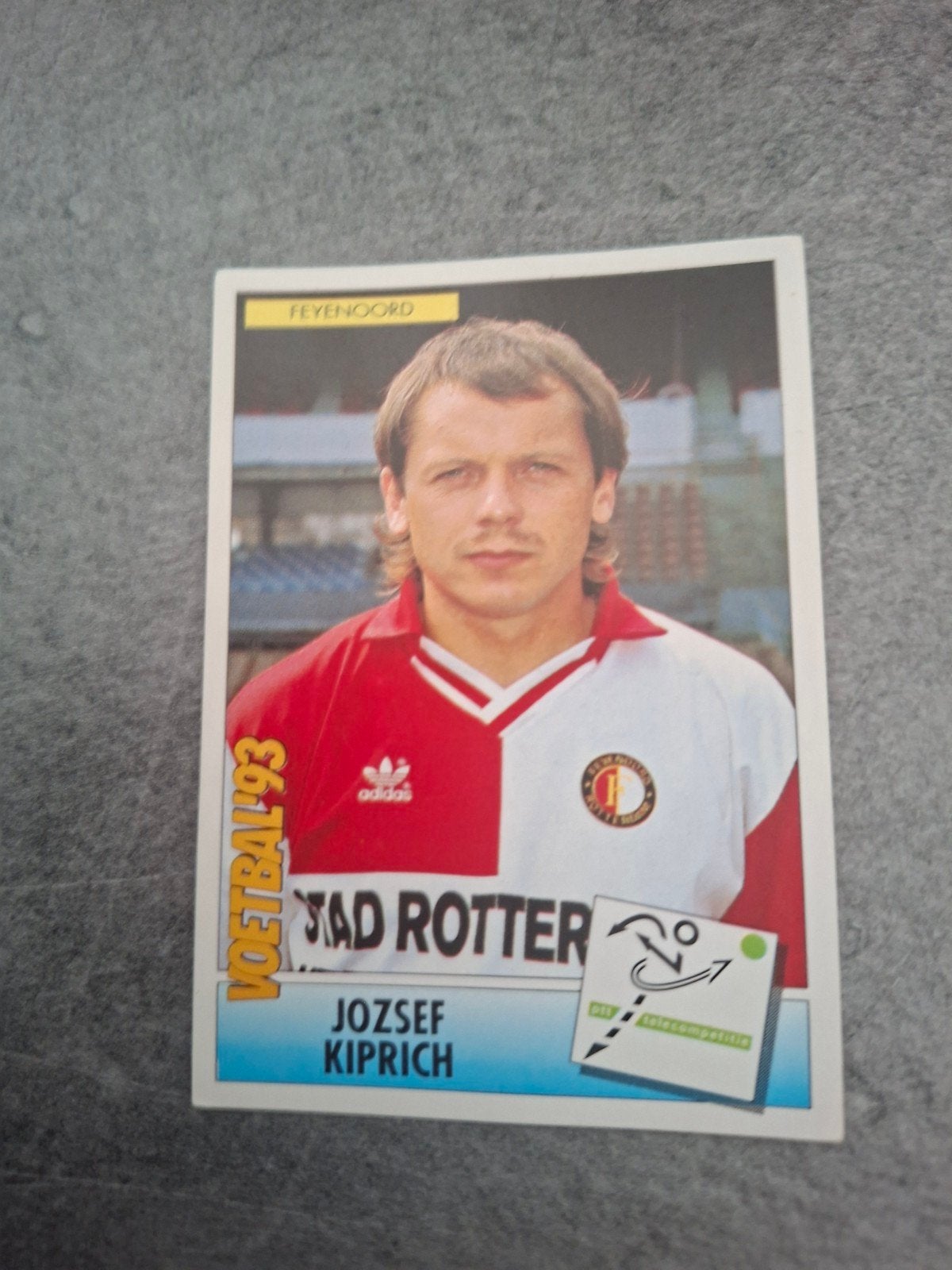 Panini sticker Voetbal 93. Jozsef Kiprich Feyenoord., Ophalen of Verzenden, Zo goed als nieuw, Sticker