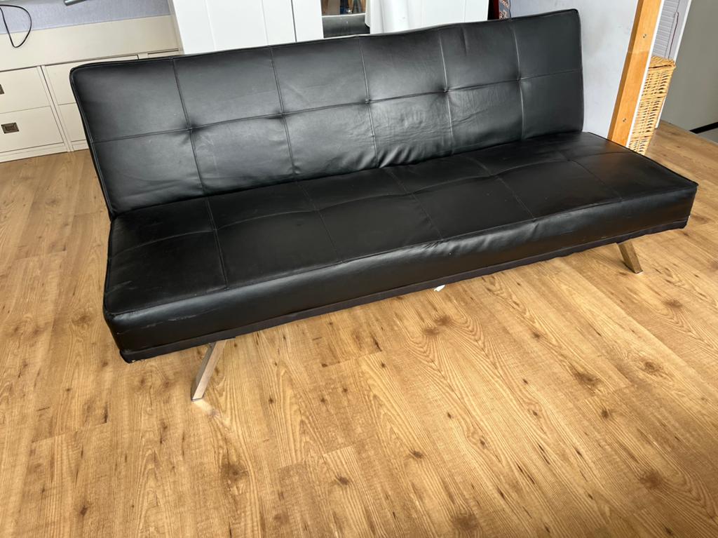 Zwarte slaapbank lengte 180cm, Huis en Inrichting, Banken | Bankstellen, Ophalen, 75 tot 100 cm, Tweepersoons, 150 tot 200 cm