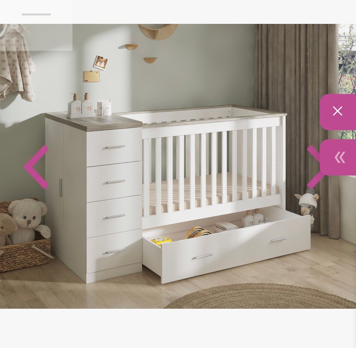 Babybed Memphis zwart bruin 3in1, Kinderen en Baby's, 85 tot 100 cm, Zo goed als nieuw, 160 tot 180 cm, Ophalen