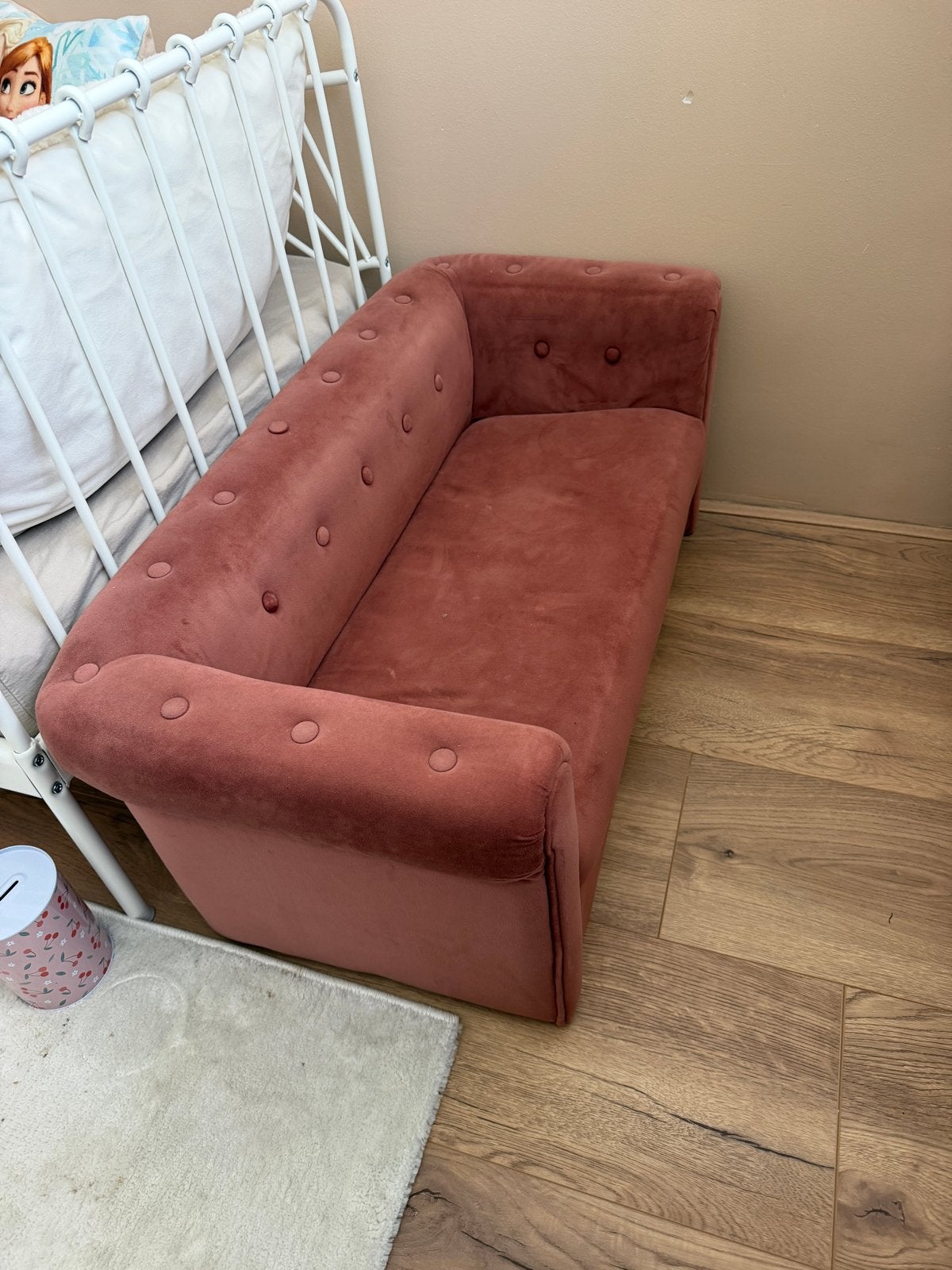 Kids bankje velvet - roze, Ophalen, Gebruikt, Minder dan 75 cm, Tweepersoons