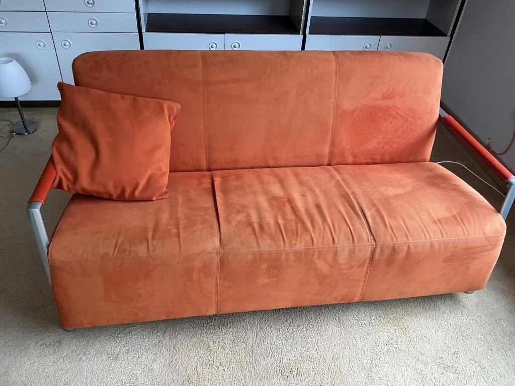 Oranje 3-zitsbank van Montel, Ophalen, Gebruikt, 150 tot 200 cm, Driepersoons