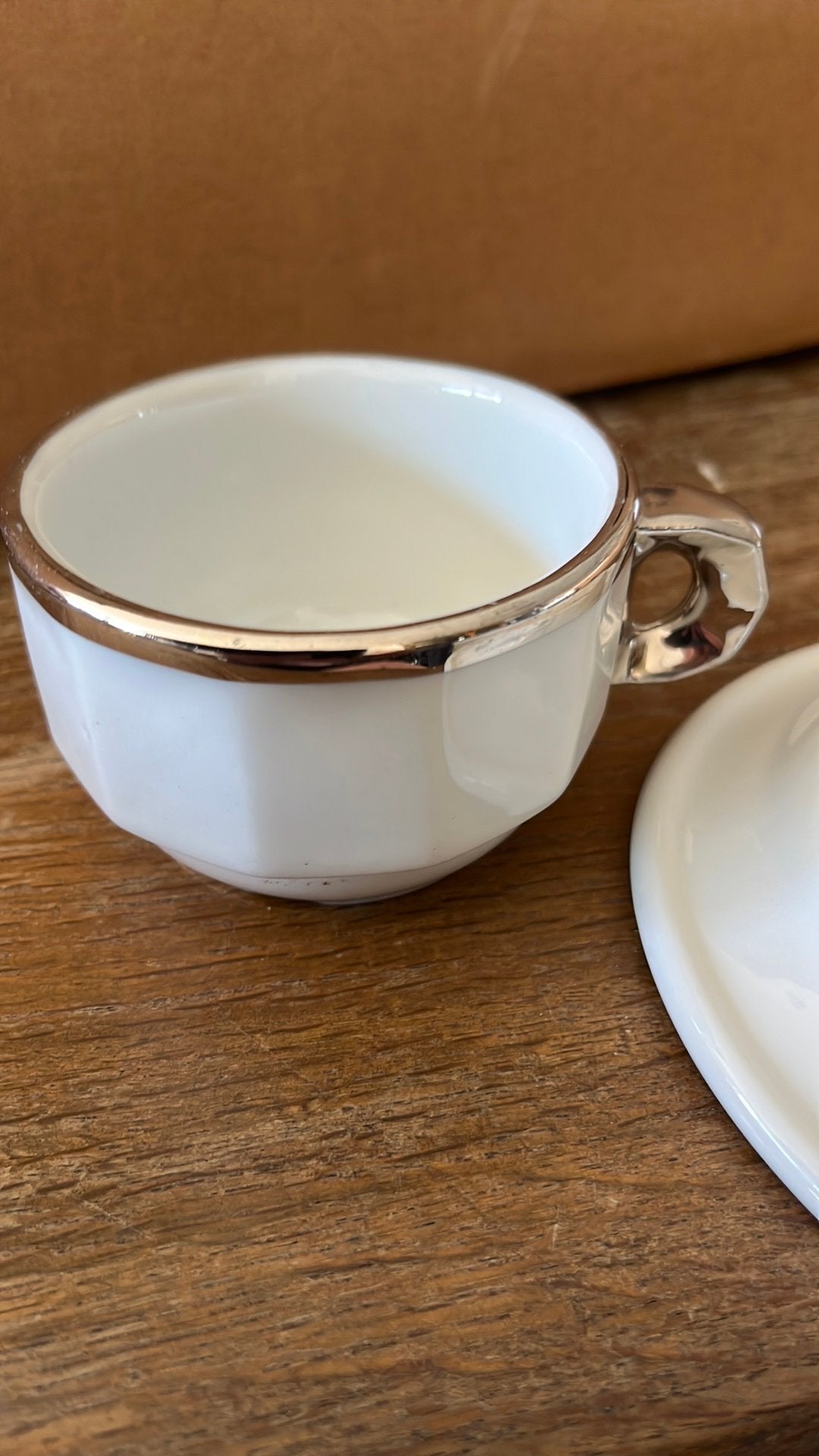 Pillivuyt wit en zilver cappuccino kop en schotel, Ophalen of Verzenden