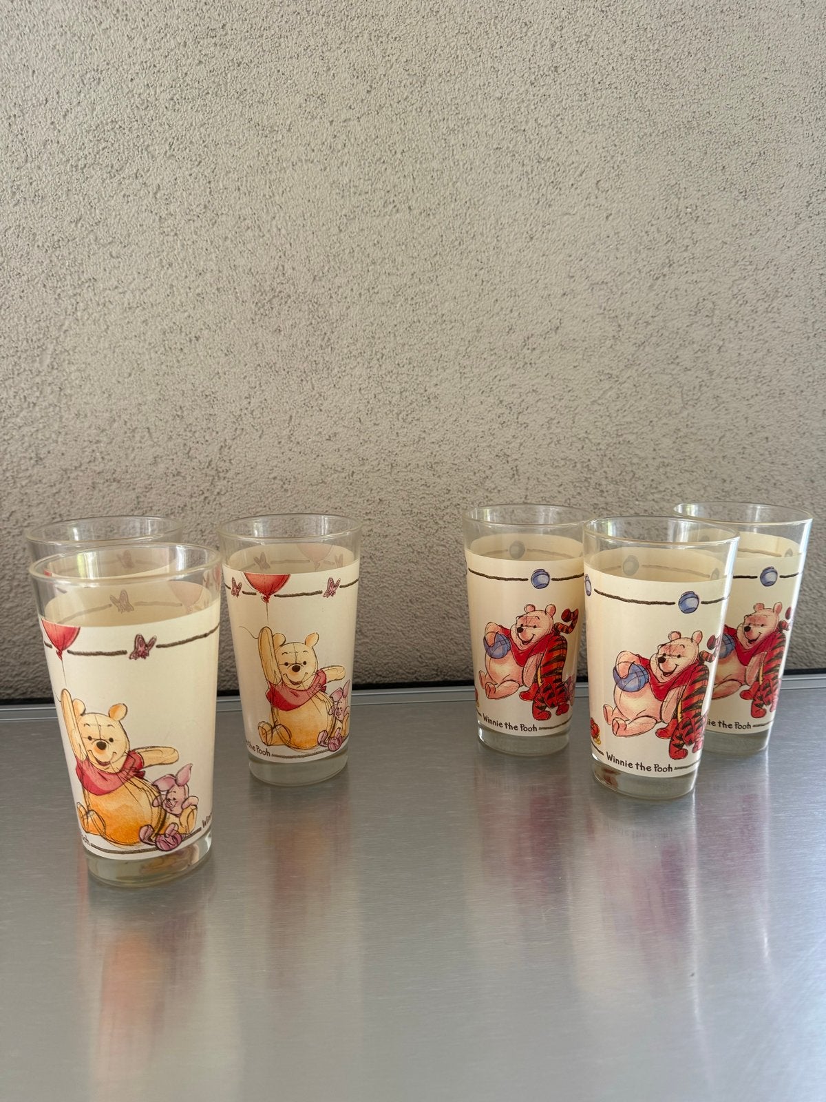 Originele Disney Winnie de Poeh glazen (6 stuks), Verzamelen, Ophalen, Winnie de Poeh of vrienden, Zo goed als nieuw, Servies