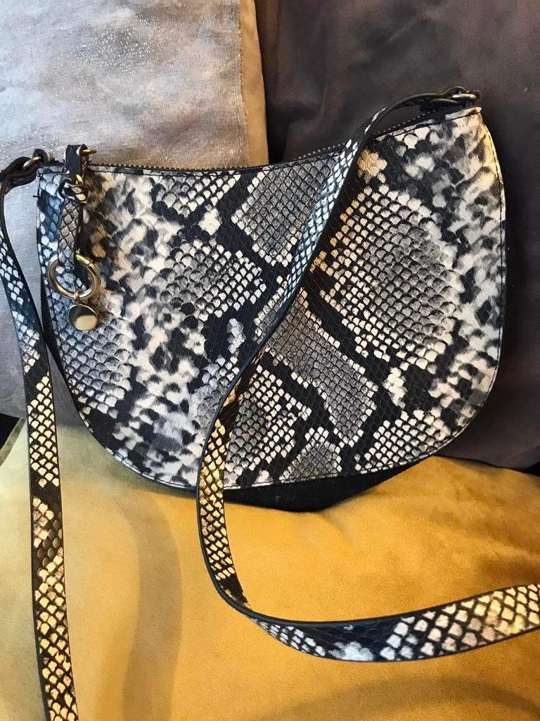 👜H&M Schoudertas slangenprint met ritssluiting, Ophalen of Verzenden, Zo goed als nieuw, Schoudertasje