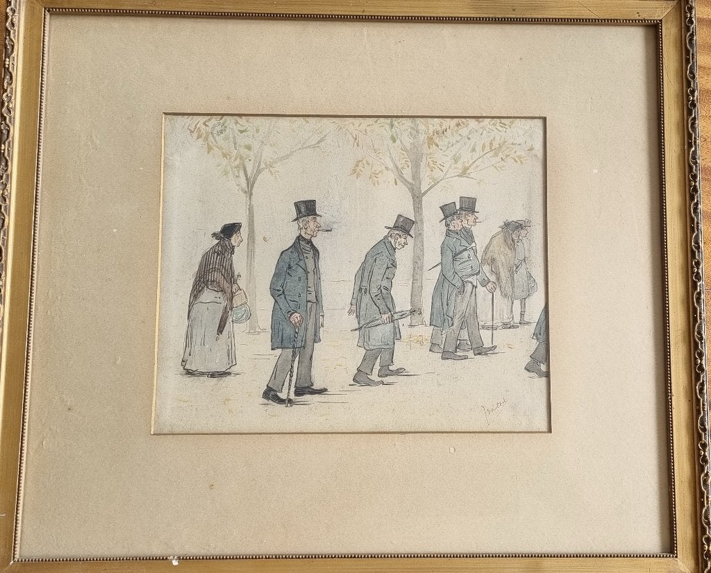 "de mannetjes"  van van Oort, Dagelijks leven, 48 cm, Overige technieken, Ophalen of Verzenden