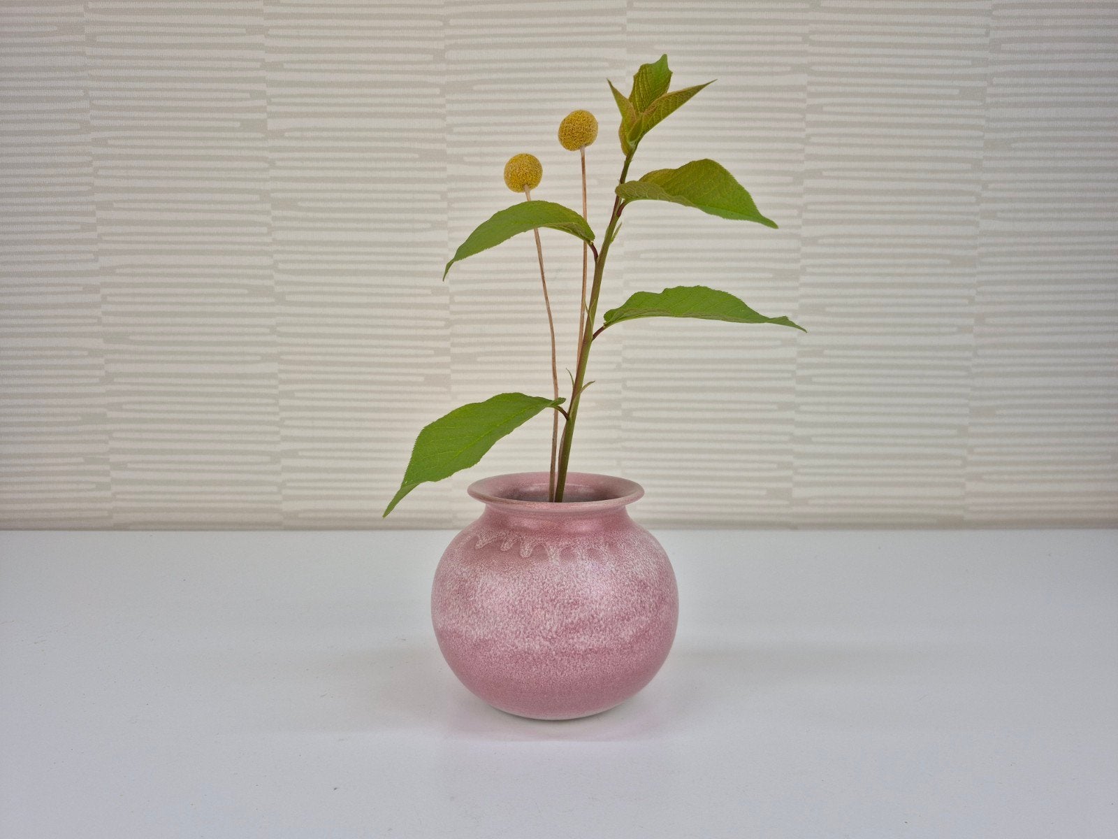 Vintage roze gemêleerd bolvaasje/ikebana., Ophalen of Verzenden