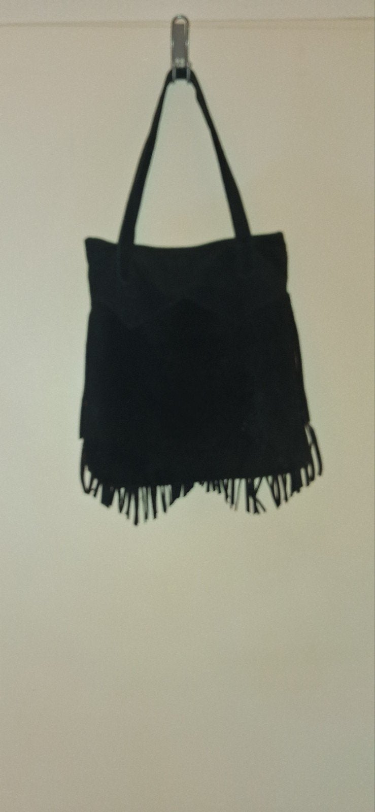 zwarte suede handtas te koop., Ophalen, Zo goed als nieuw, Zwart, Handtas