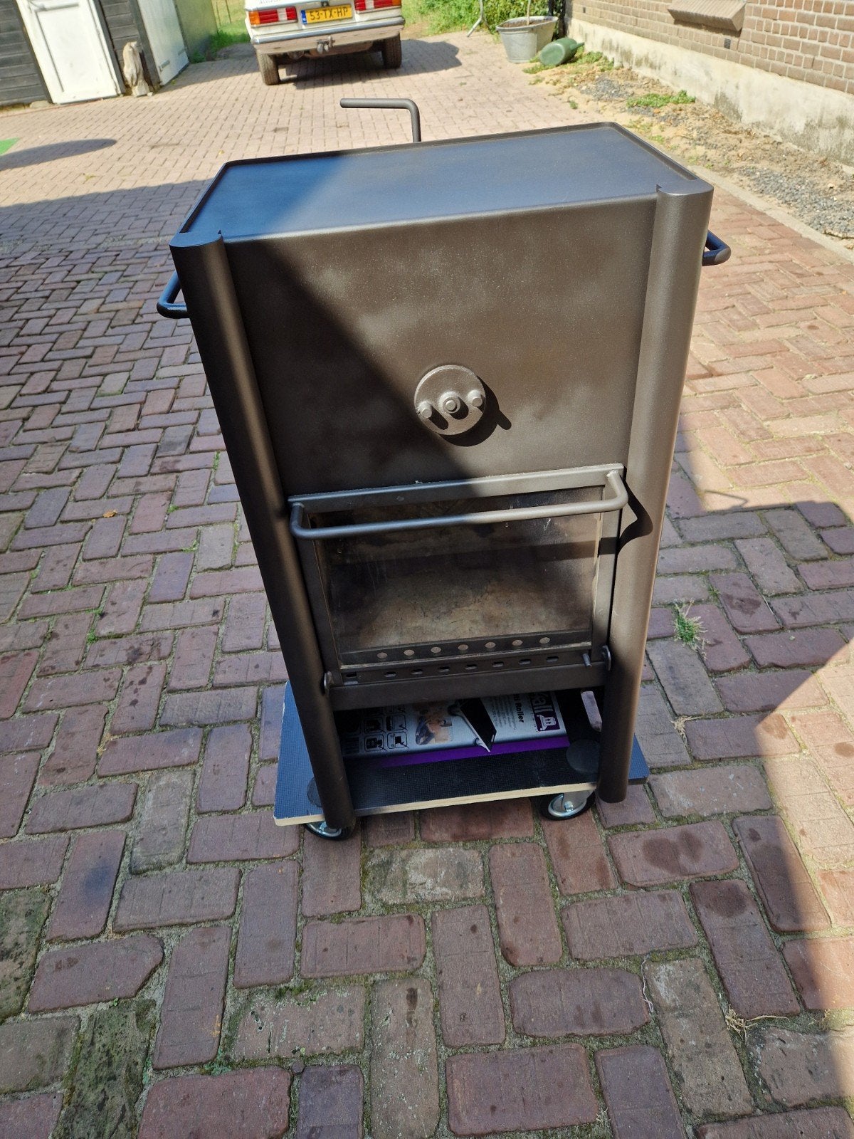 Harry Leenders HL2 Houthaard in goede staat, Ophalen, Zo goed als nieuw, Vrijstaande haard, Houthaard