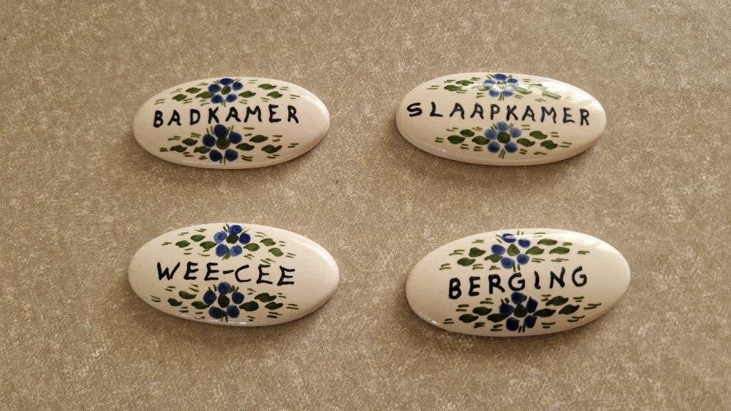 5 keramieken deurbordjes, Ophalen of Verzenden