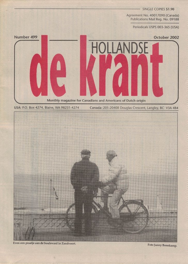 Annie M.G. Schmidt in De Hollandse Krant - oktober 2002., Verzenden, Zo goed als nieuw, Krant