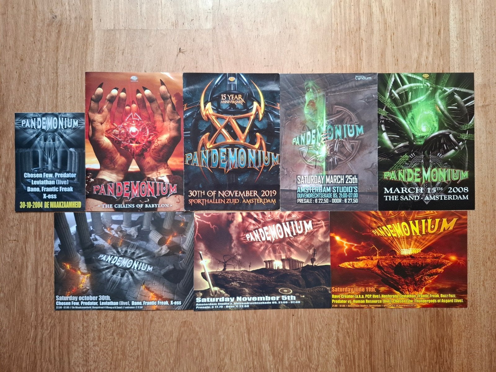 Hardcore Gabber flyers. Pandemonium. Thunderdome, Ophalen of Verzenden, Zo goed als nieuw, Muziek