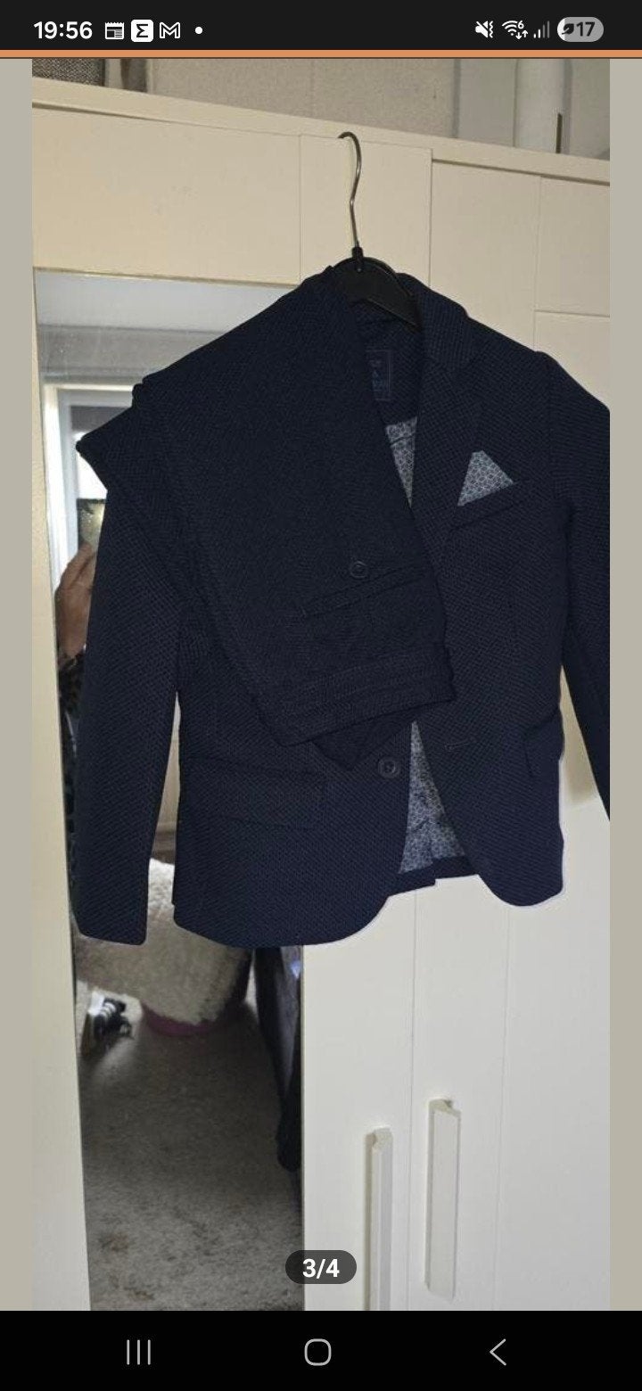 Donkerblauw pak met colbert en broek., Ophalen of Verzenden, Zo goed als nieuw, Jongen, Broek