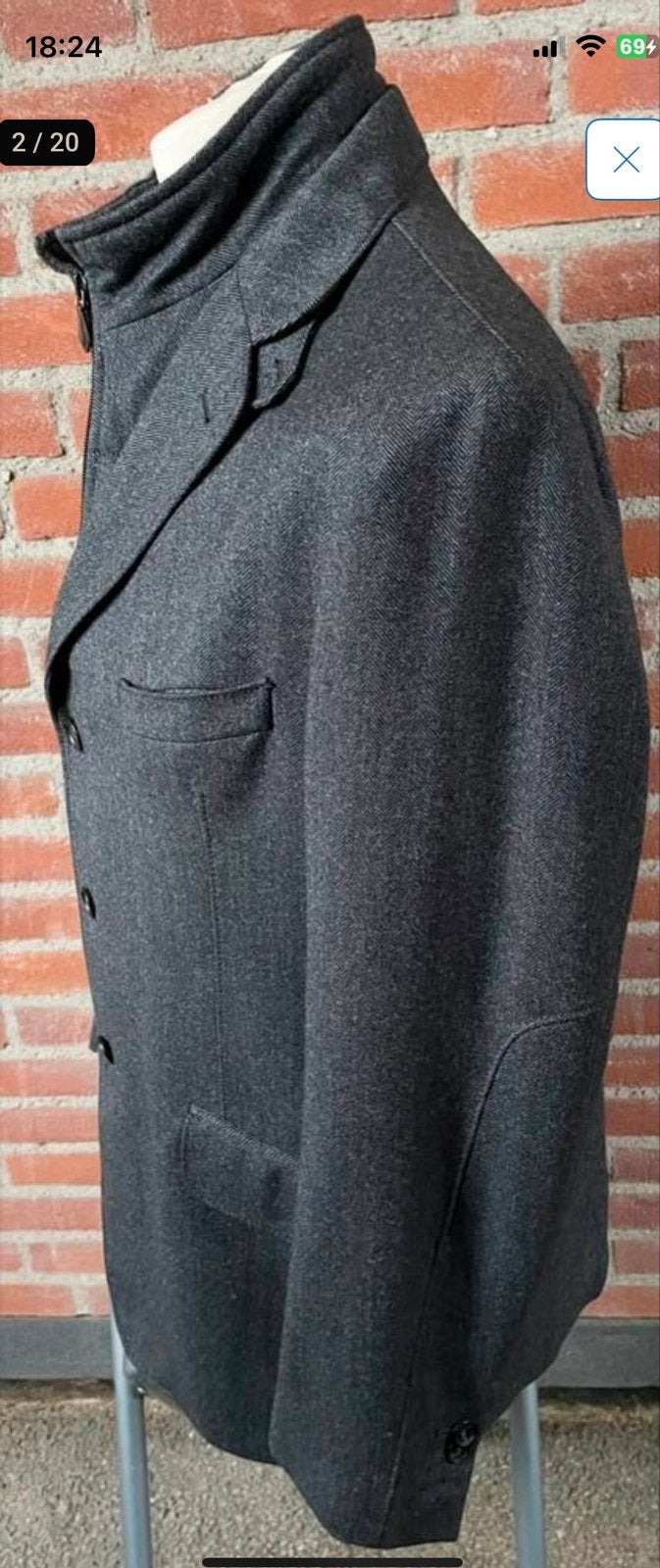 Corneliani ID Herringbone Jas - Virgin Wol & Kasjmier, Kleding | Heren, Ophalen of Verzenden, Zo goed als nieuw, Maat 56/58 (XL)
