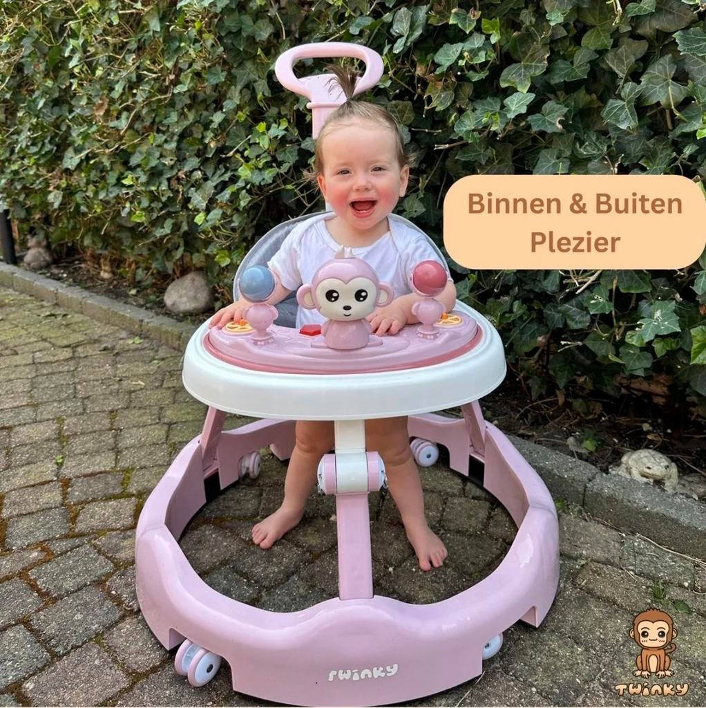 Roze Babyloopstoel met Speelblad - Binnen & Buiten Plezier, Ophalen of Verzenden, Gebruikt, Overige typen, Met wieltjes
