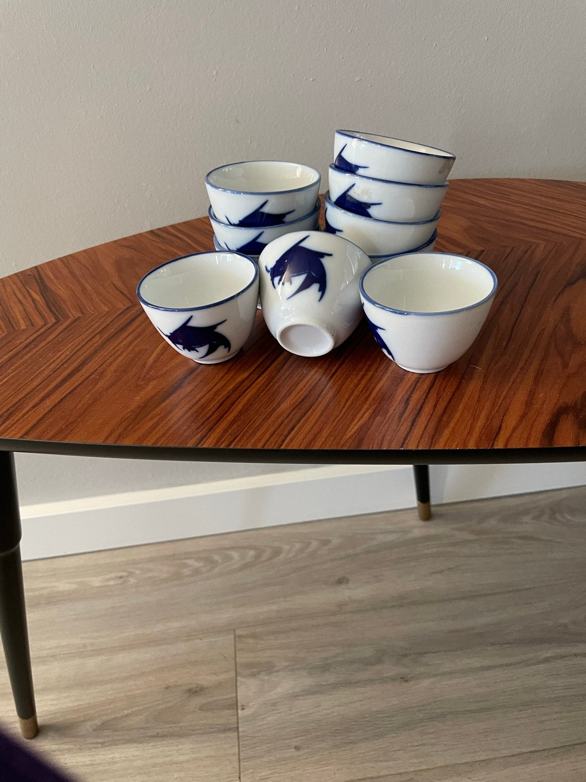 Set van 10 Chinese theekopjes met karper decor, Ophalen of Verzenden