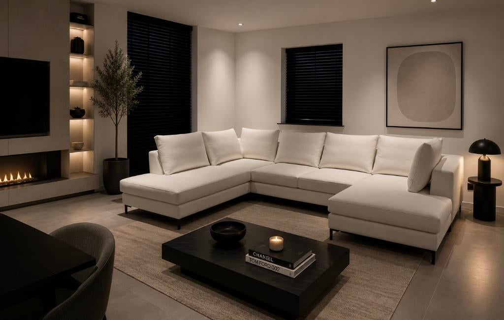 Opruiming!!!! Nieuwe Eco Lederen U-bank - Comfort en Stijl, Huis en Inrichting, Banken | Bankstellen, Ophalen, 100 tot 125 cm