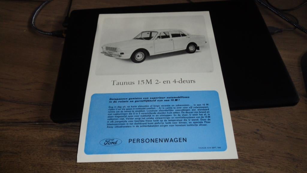 Folder  FORD TAUNS 15M  ,  10-1966, Verzenden, Gelezen, Ford
