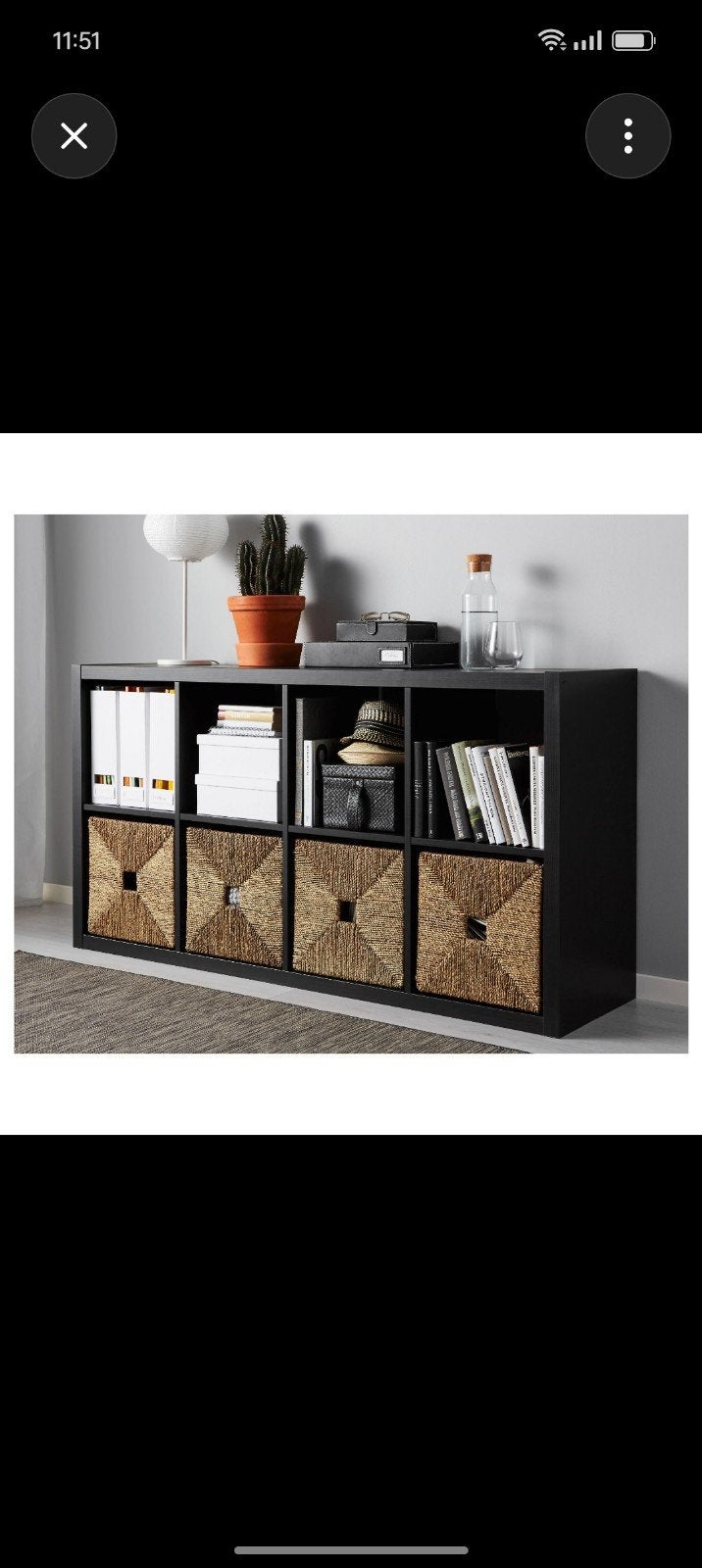 IKEA Kallax Kast Zwartbruin - 2x4 vakken, Ophalen, Gebruikt, 25 tot 50 cm, Minder dan 100 cm