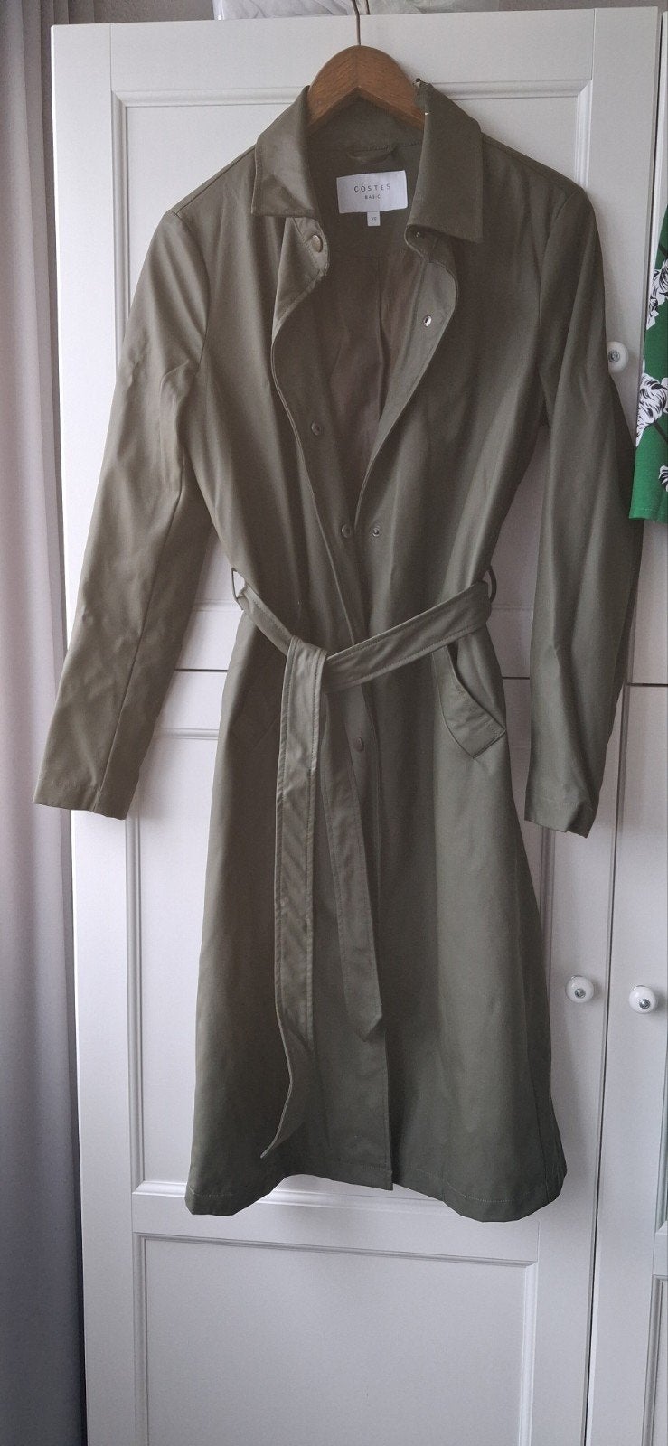 Groene gecoate jas Costes maat XS, Kleding | Dames, Ophalen of Verzenden, Costes, Maat 34 (XS) of kleiner, Gedragen