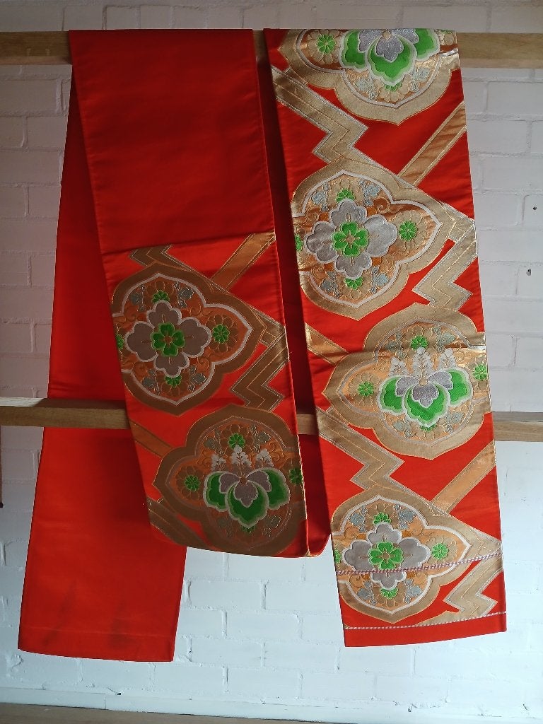 Traditionele Japanse obi riem orange rood, Ophalen of Verzenden