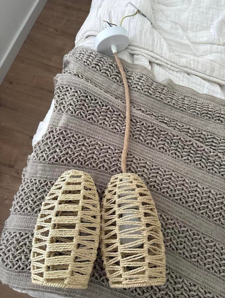 Boho / Ibiza stijl hanglamp - naturel, Ophalen of Verzenden, Zo goed als nieuw, Overige materialen, Minder dan 50 cm
