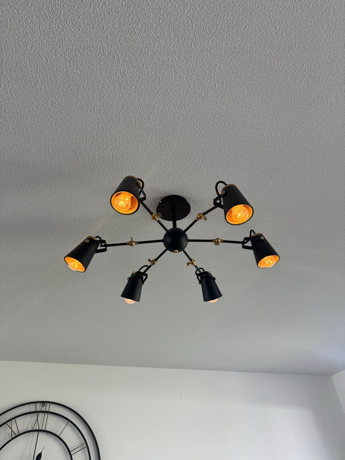 2 X Moderne Zwarte Plafondlamp met 6 Spots, Huis en Inrichting, Ophalen of Verzenden, Zo goed als nieuw