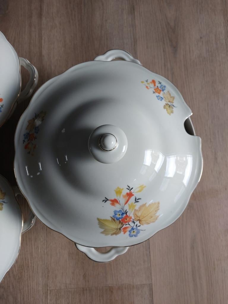 Vintage servies set met bloemmotief, Ophalen of Verzenden