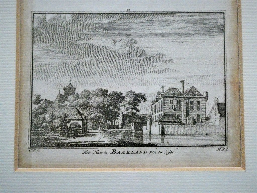 Gravure Baarland Zeeland Het Huis te Baarland Zuid Beveland, 28 cm, Ingelijst, 22 cm, Ophalen of Verzenden
