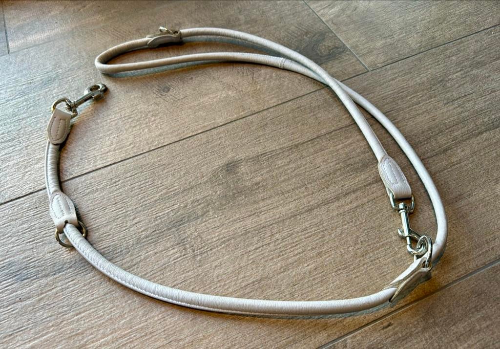 Verstelbare leren lijn hondenriem Hunter 2 meter lichtgrijs., Dieren en Toebehoren, Honden-accessoires, Verzenden, Nieuw