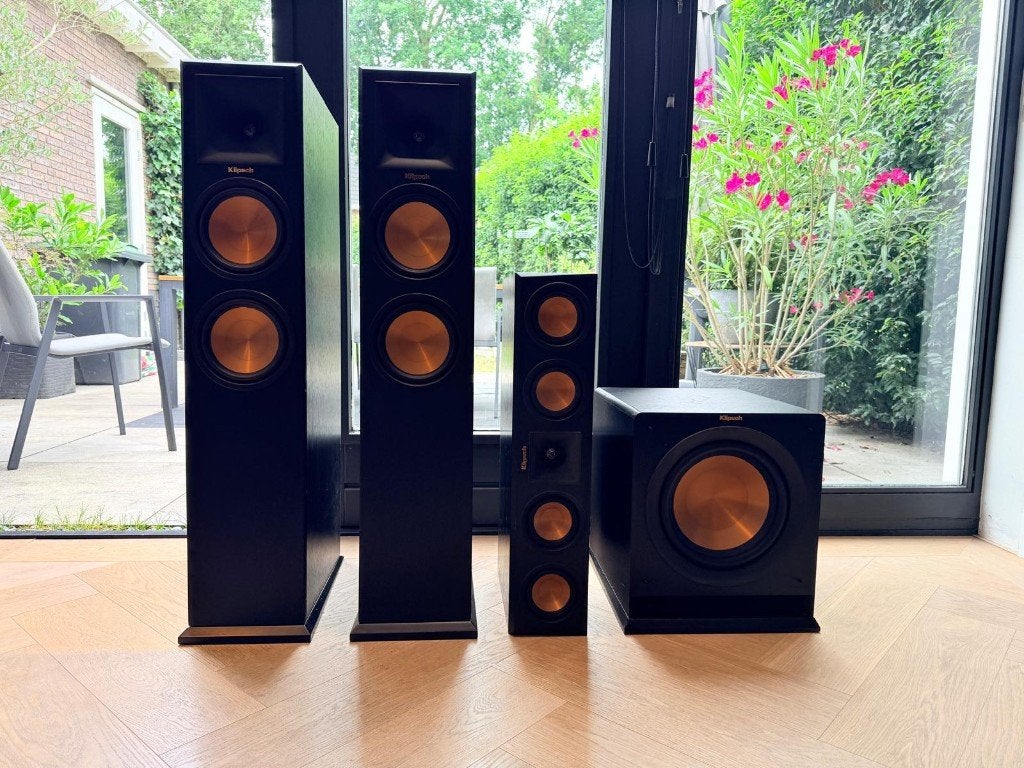 Klipsch RP-260F RP-440C R-110SW speakerset 5.1, Gebruikt, Surroundset, Ophalen, 150 watt of meer