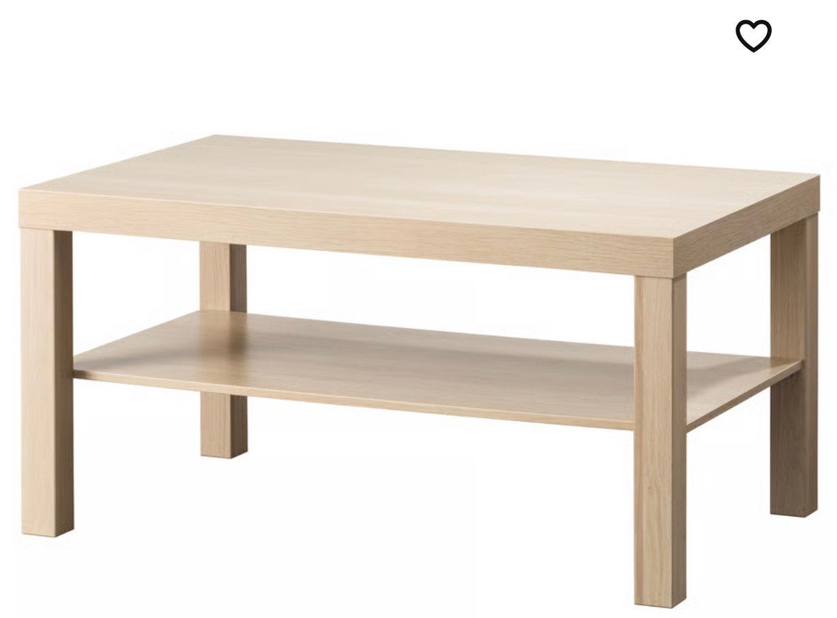LACK Salontafel, wit gelazuurd eikeneffect, 90x55 cm, Ophalen, Zo goed als nieuw, 25 tot 50 cm, Rechthoekig