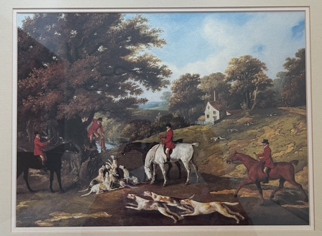 Jachttafereel met ruiters en honden, ingelijst, Antiek en Kunst, Kunst | Schilderijen | Klassiek, Ophalen, Dieren, Klassiek, Print