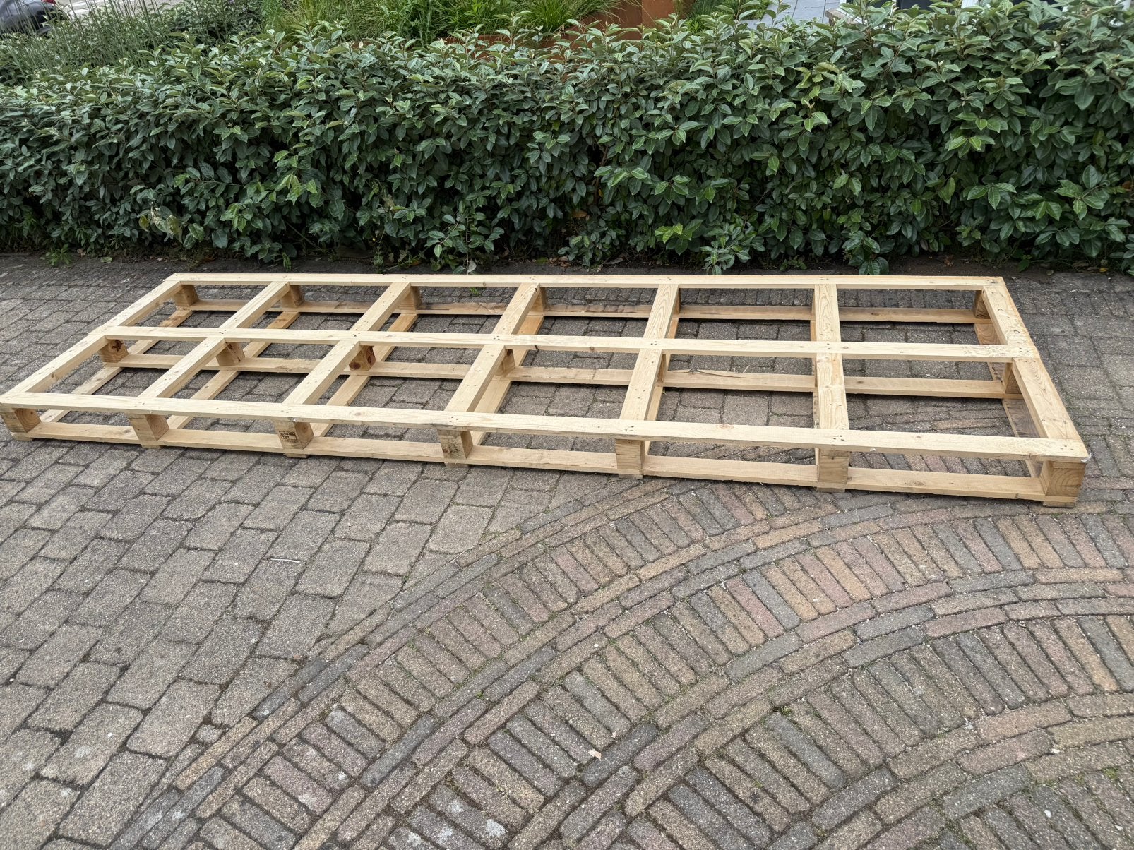 Houten pallet 340 x 107 cm, Ophalen, Zo goed als nieuw, Vuren, Pallet