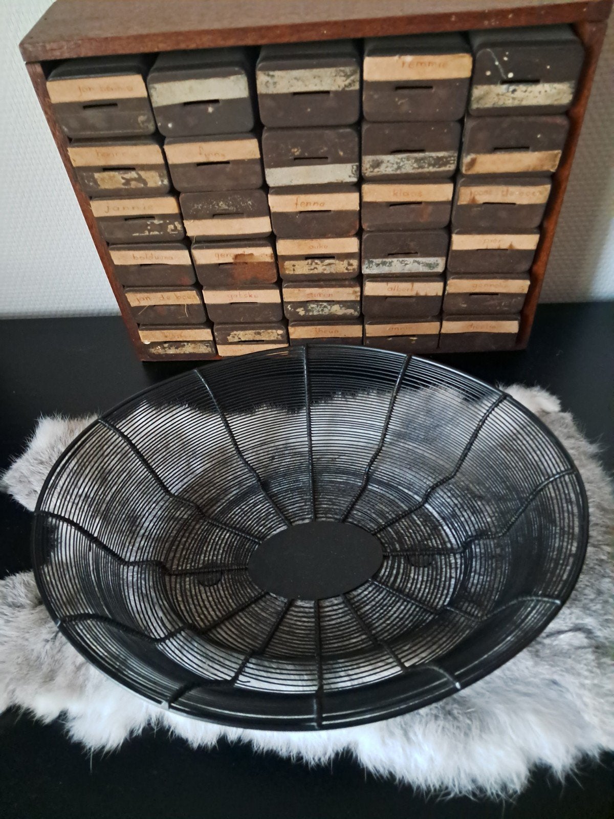 Zwarte Metalen Draadstaal mand, Ophalen of Verzenden, Ovaal, Metaal