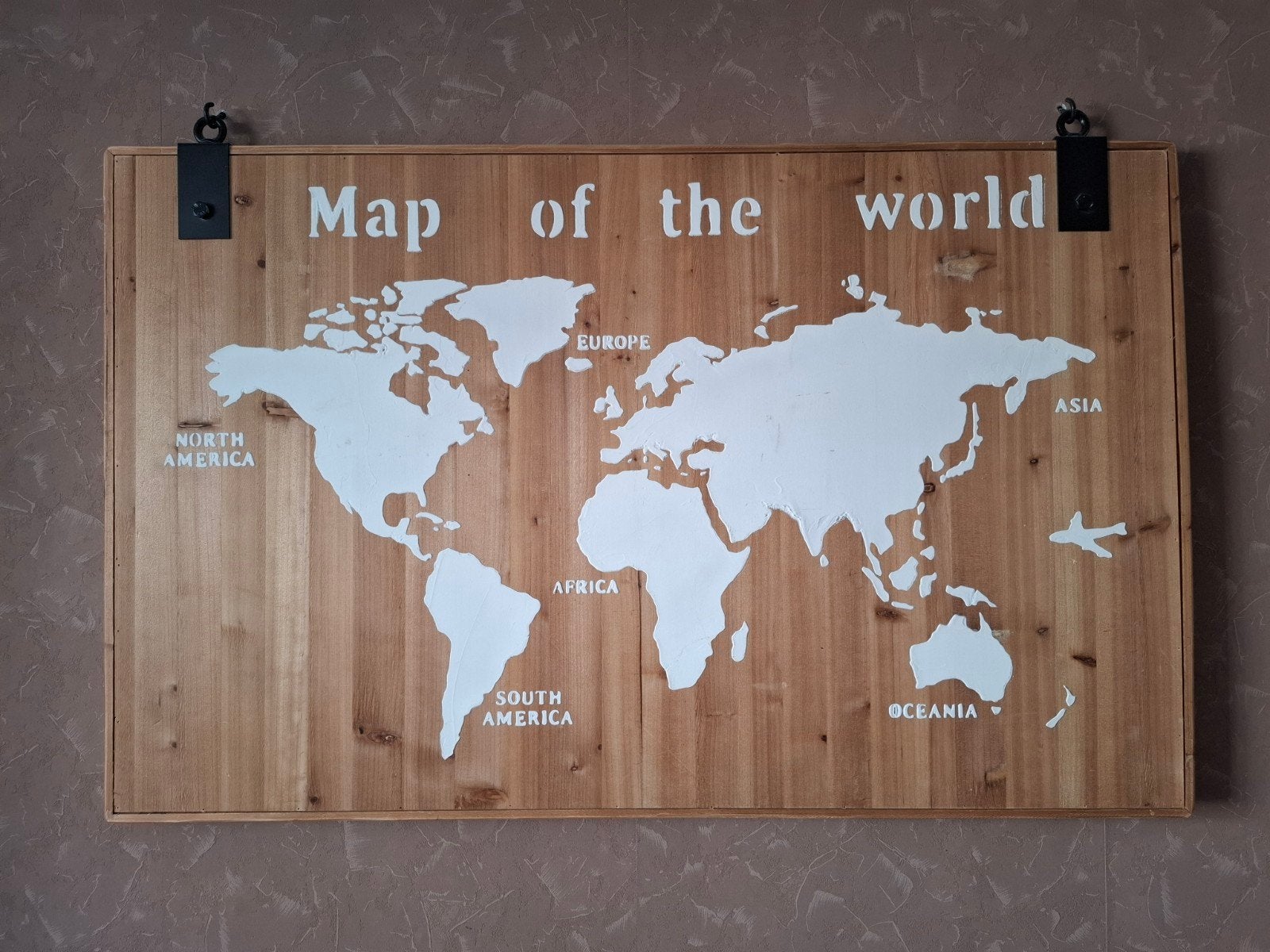 Houten Wereldkaart Wanddecoratie - 118x74 cm, Ophalen, Hout, Zo goed als nieuw, Bruin