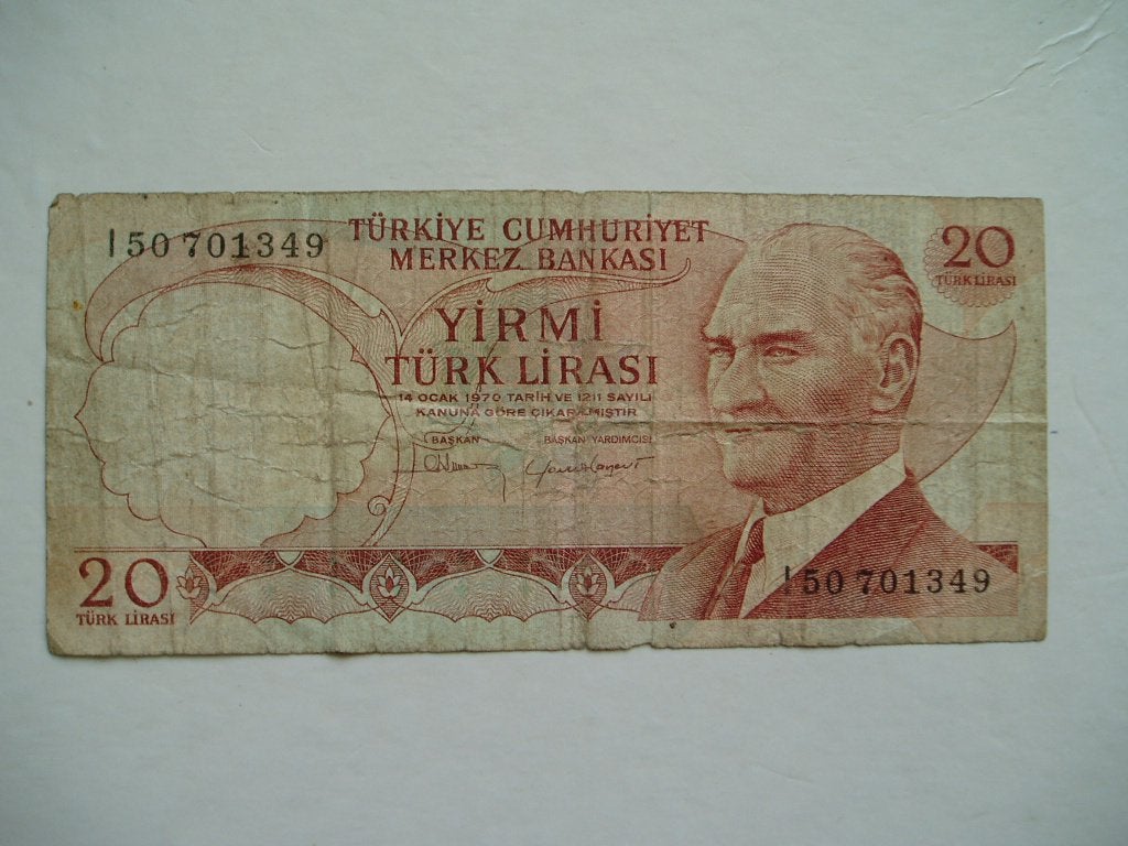 876. Turkije, 20 lirasi 1970(1974) Atatürk., Verzenden, Midden-Oosten, Los biljet