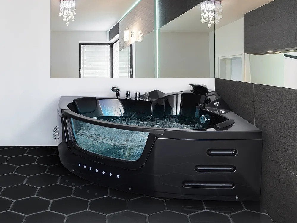 Martinica jacuzzi hoek bubbelbad LED zwart, Ophalen, Met bad
