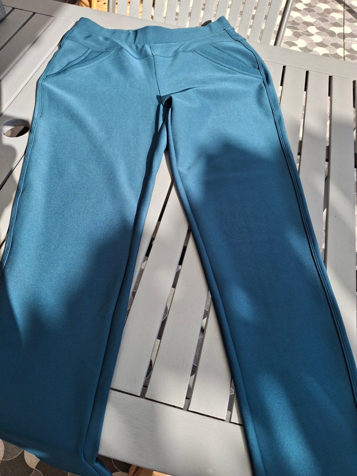 petrol kleur warme strech broek Nieuw maat 40/ 42, Blauw, Maat 42/44 (L), Nieuw, Ophalen of Verzenden