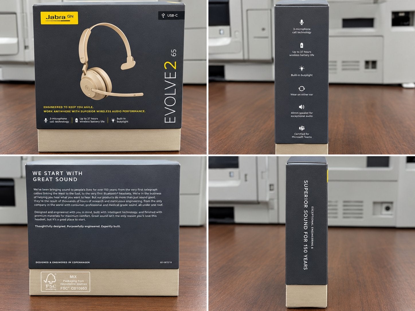 Jabra Evolve2 65 Draadloze Headset - USB-C - Beige, Beige, Bluetooth, Nieuw, On-ear
