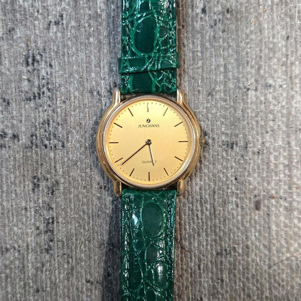 Vintage Junghans Quartz – Klassieke Dresswatch, Overige merken, Overige materialen, Leer, Polshorloge